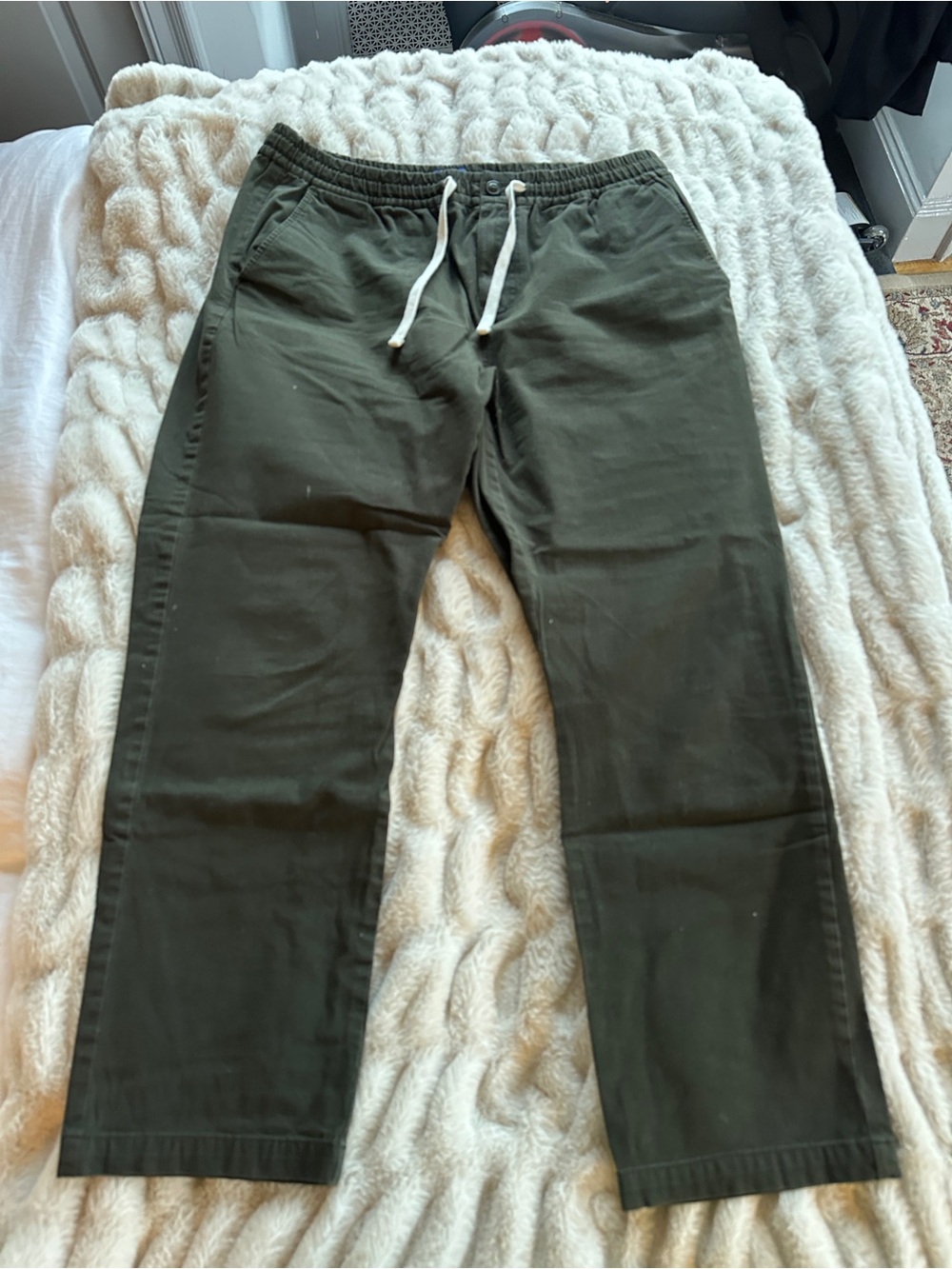 Large J Crew Men's Olive Green Drawstring Pants